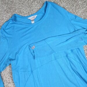 Code Happy Womens Long Sleeve Scrub Underscrub Top Blue Thumbholes Medium